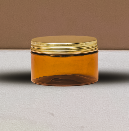 250g Wide Plastic Jar With Gold Aluminium Lid