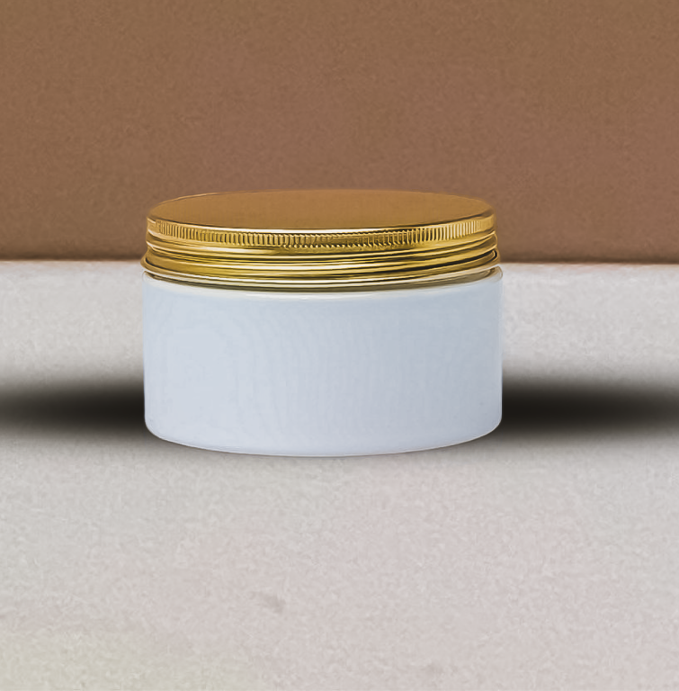 250g Wide Plastic Jar With Gold Aluminium Lid