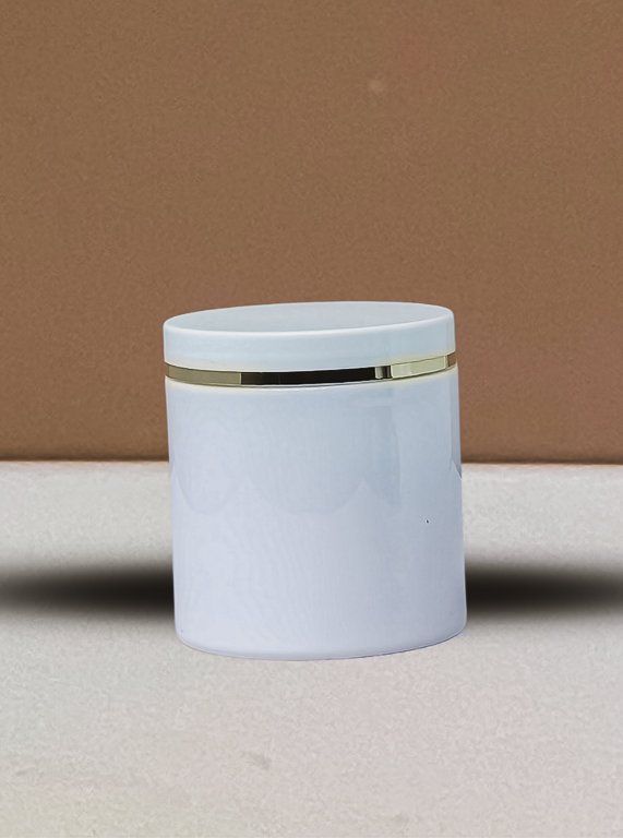 500g Plastic Jar With White Lid with Gold strip