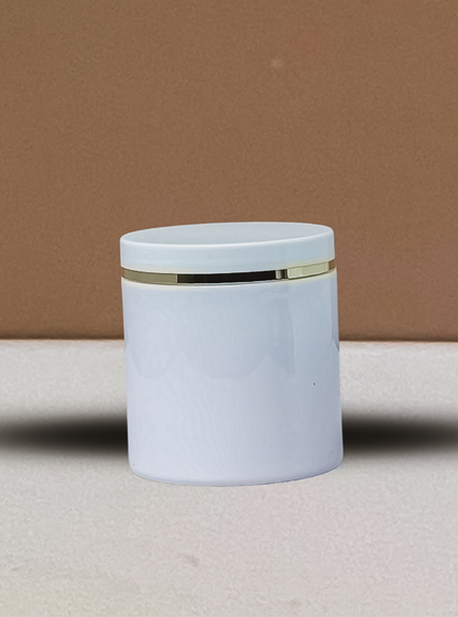 500g Plastic Jar With White Lid with Gold strip