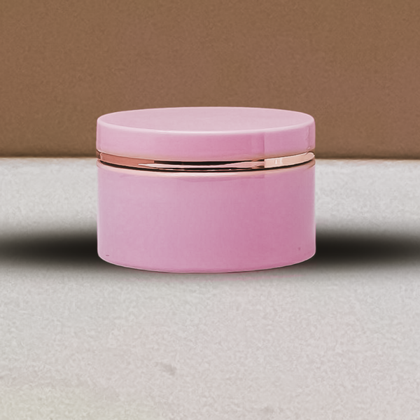 250g Pink Wide Pet Jar with Pink Lid + Gold Strip
