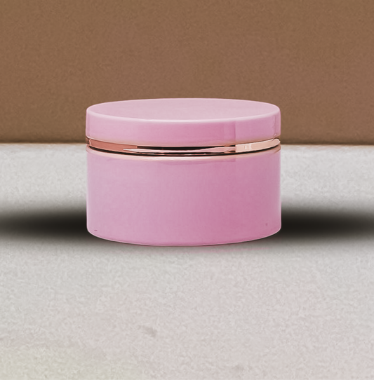 250g Pink Wide Pet Jar with Pink Lid + Gold Strip