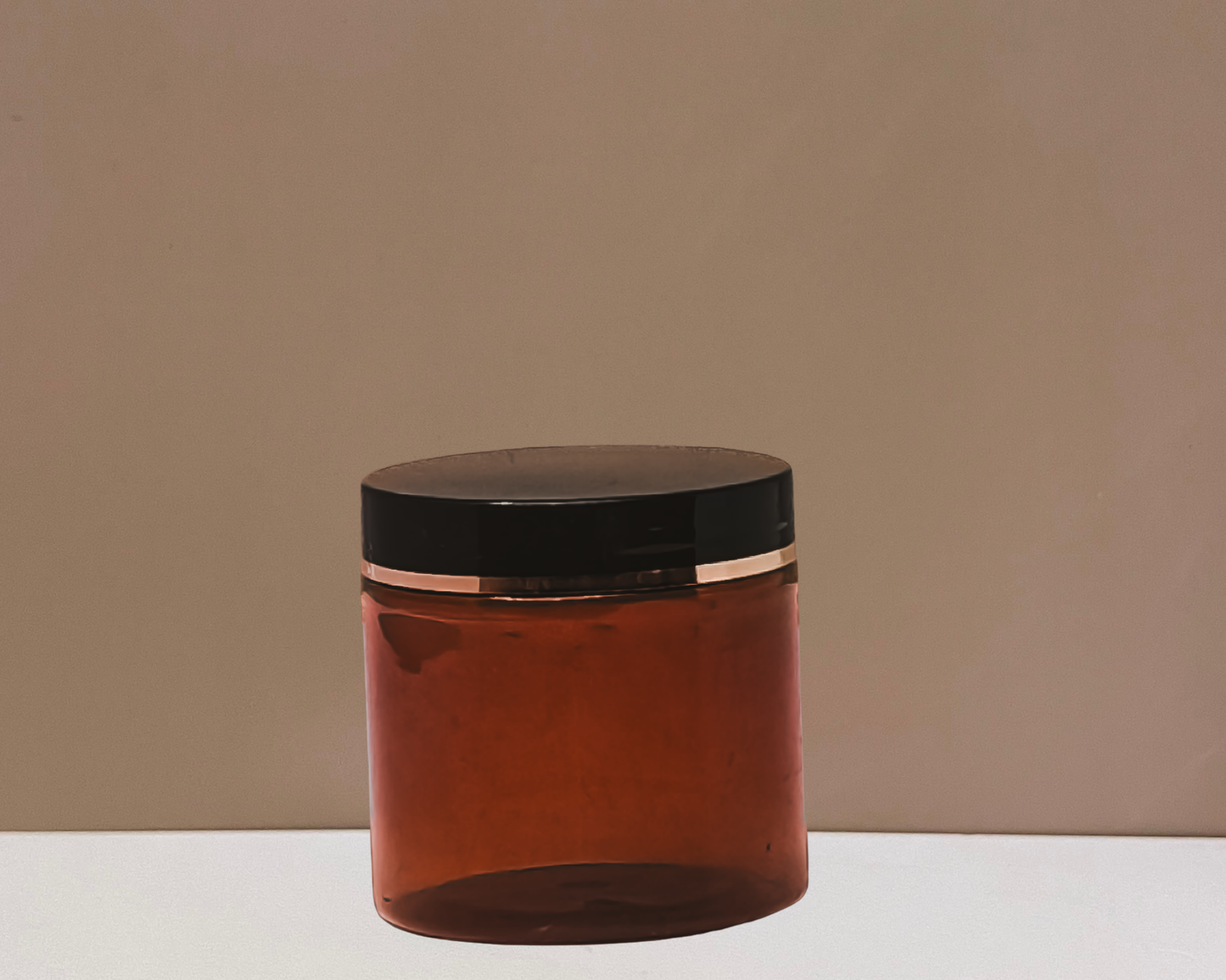 200g Plastic Jar With Black Lid With Gold Strip