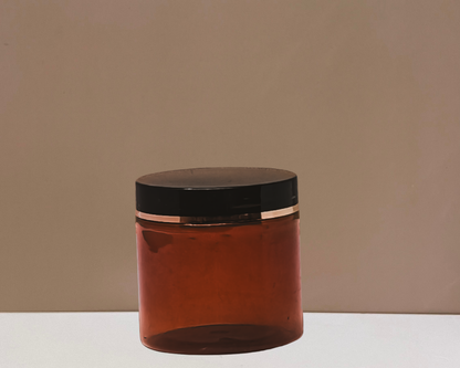 200g Plastic Jar With Black Lid With Gold Strip