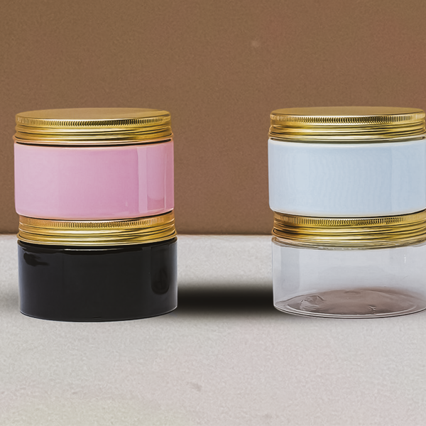 250g Wide Plastic Jar With Gold Aluminium Lid