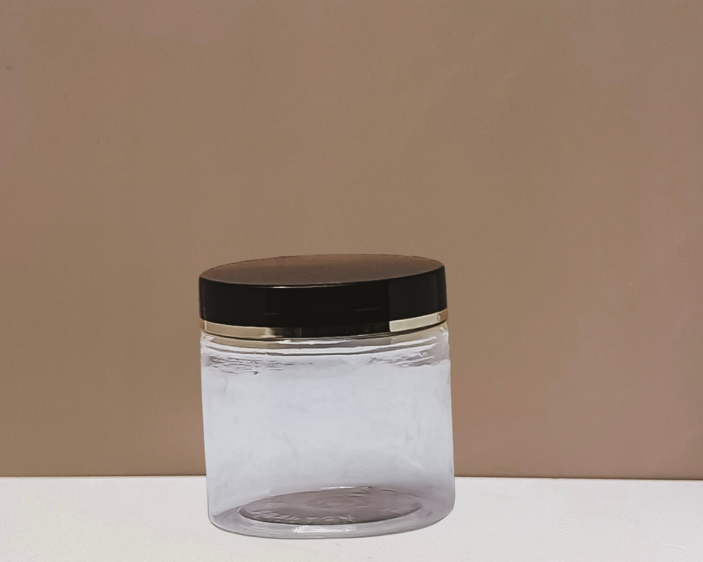 200g Plastic Jar With Black Lid With Gold Strip