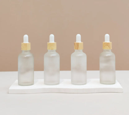 50ML Glass Bottle With Bamboo White Dropper (Round)