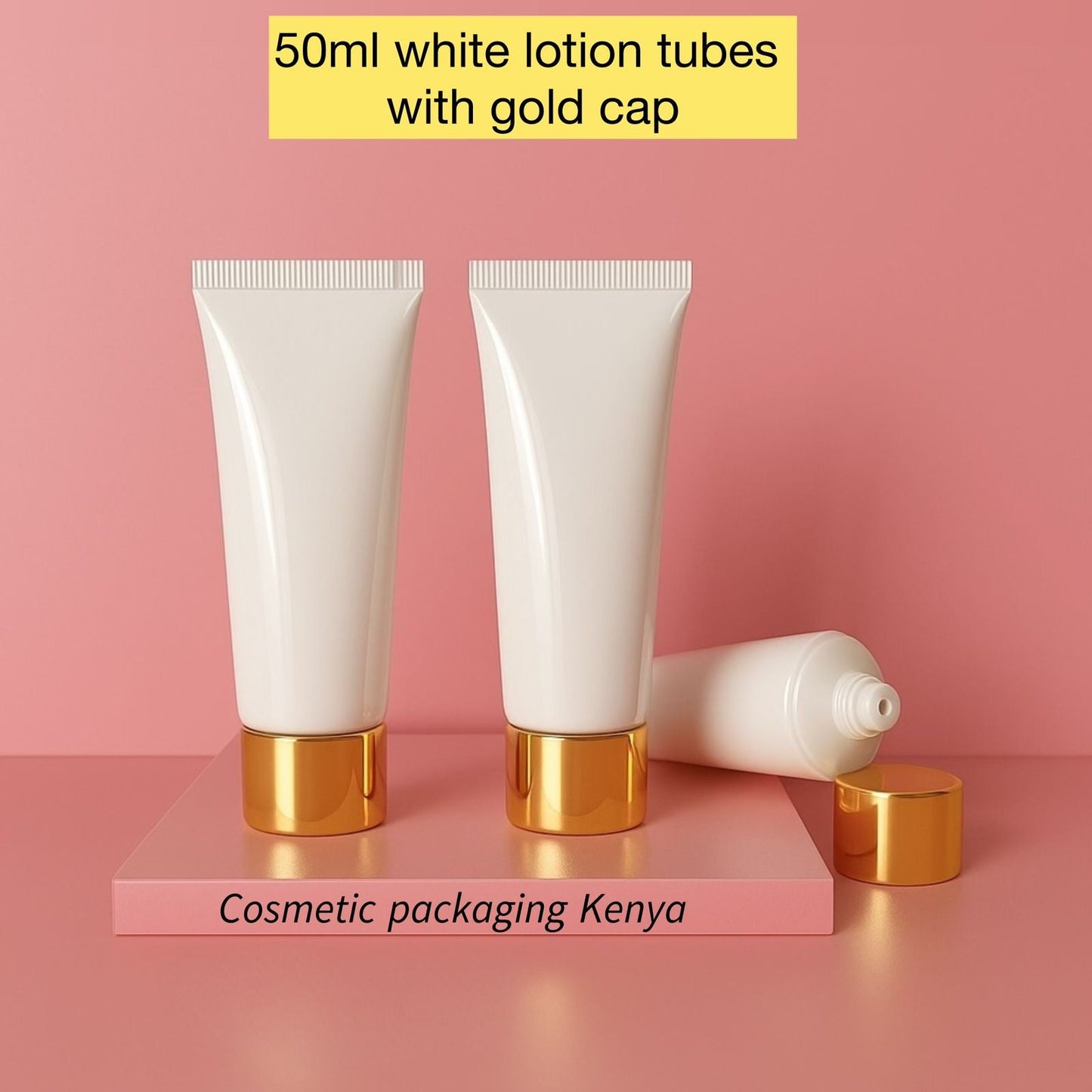 50Ml White Lotion Tube With Gold Cap