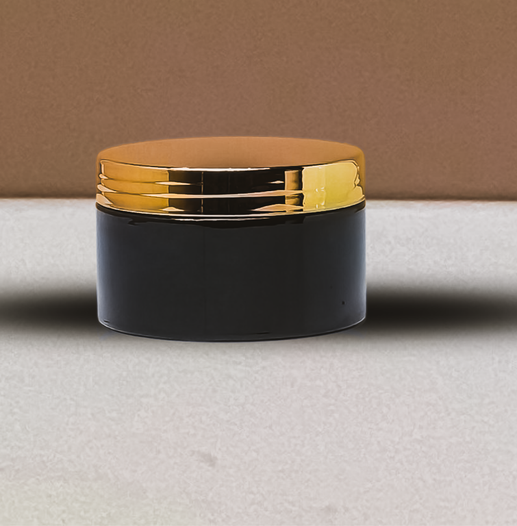 250g Wide Plastic Jar With Gold Electroplated Lid