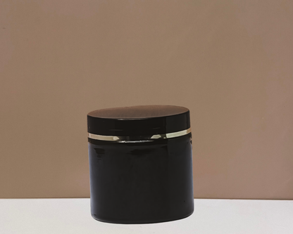 200g Plastic Jar With Black Lid With Gold Strip