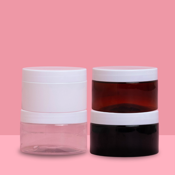 250g Wide Plastic Jar With White Lid