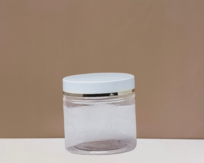 200g Plastic Jar White Lid With Gold Strip