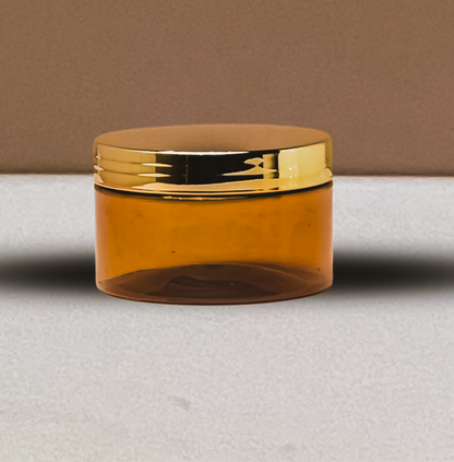 250g Wide Plastic Jar With Gold Electroplated Lid
