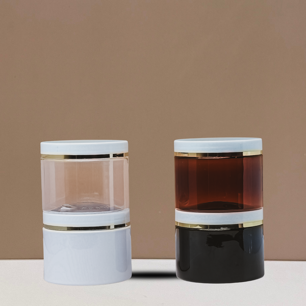 300g Plastic Jar White Lid With Gold Strip