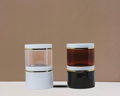 300g Plastic Jar White Lid With Gold Strip