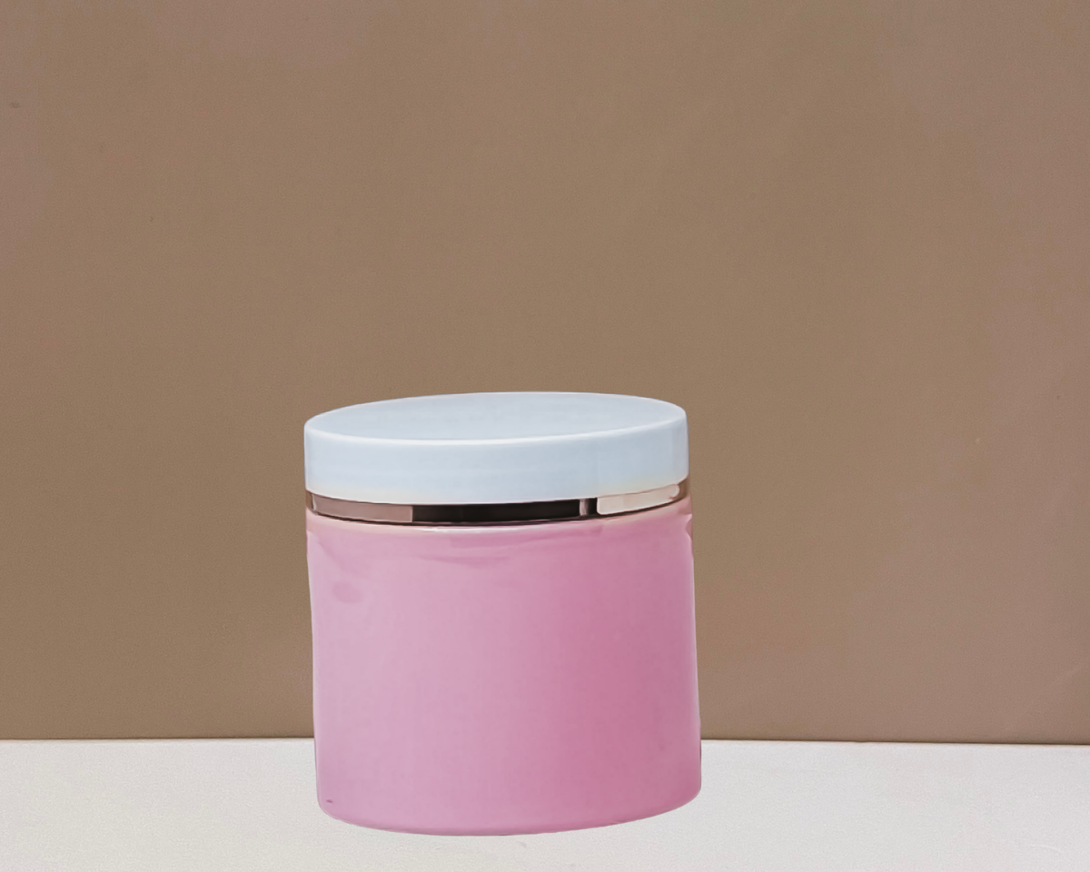 200g Plastic Jar White Lid With Gold Strip