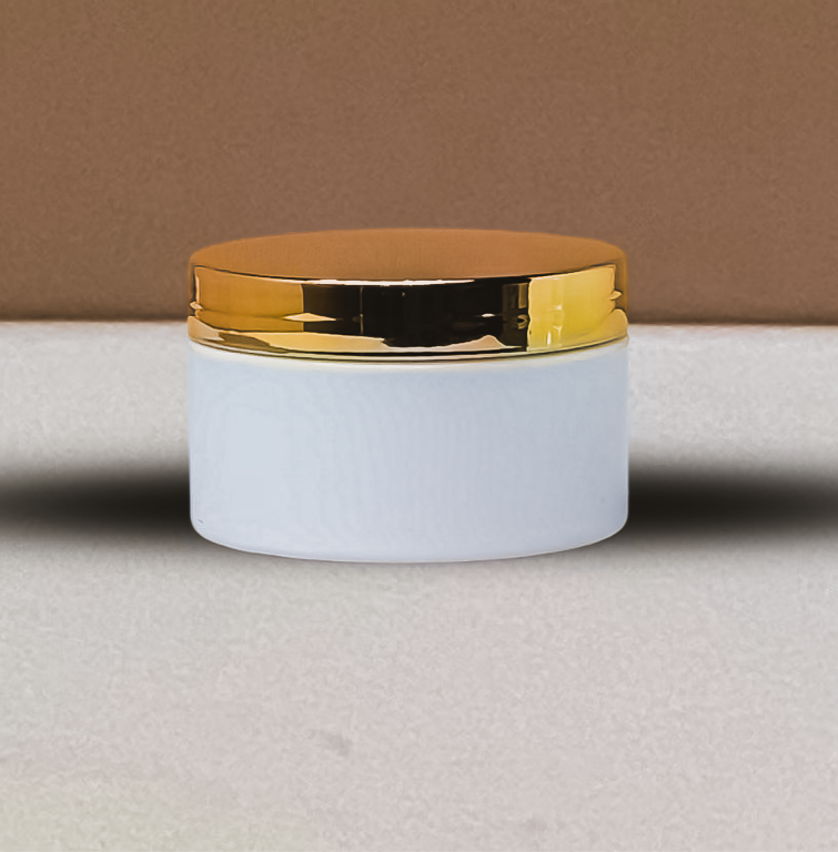 250g Wide Plastic Jar With Gold Electroplated Lid