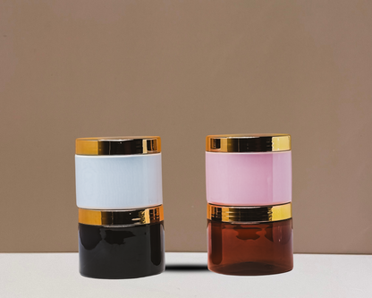 300g Plastic Jar With Gold Electroplated Lid