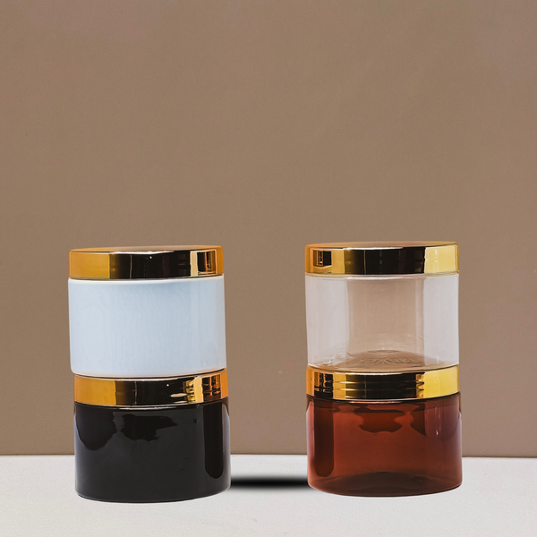 300g Plastic Jar With Gold Electroplated Lid