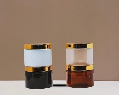 300g Plastic Jar With Gold Electroplated Lid