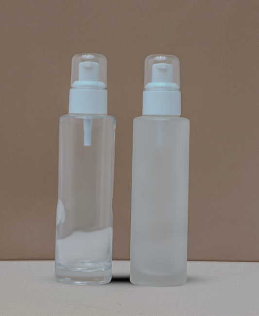 100Ml Glass Bottle With White Treatment Pump (Flat)