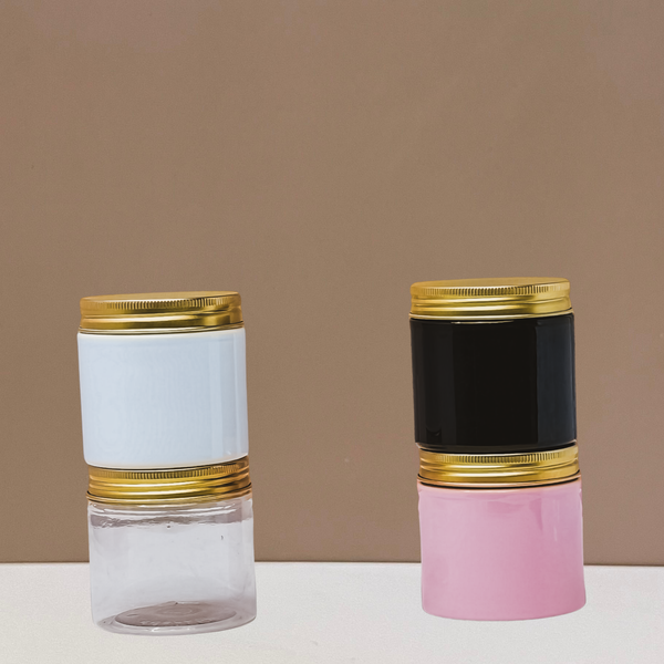 200g Plastic Jar With Gold Aluminium Lid