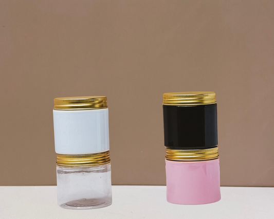 200g Plastic Jar With Gold Aluminium Lid