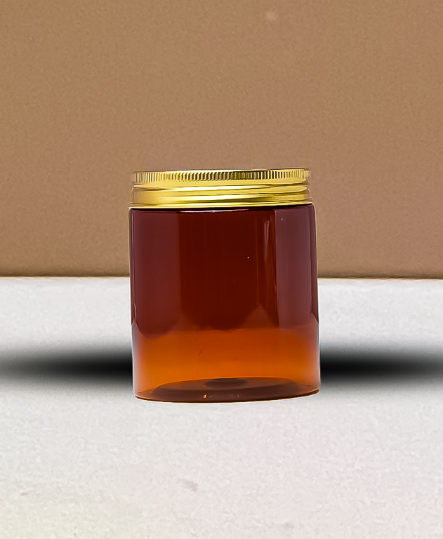 <tc>250g Tall Plastic Jar With Gold Aluminium Lid</tc>