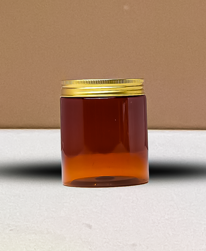 <tc>250g Tall Plastic Jar With Gold Aluminium Lid</tc>
