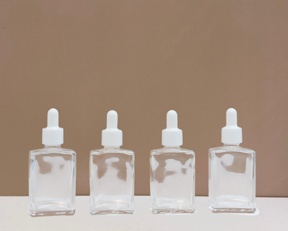 30ml Rectangle Glass Bottle with Plain White Dropper