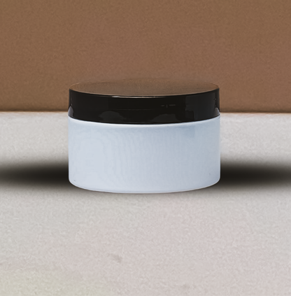 250g Wide Plastic Jar With Black Lid