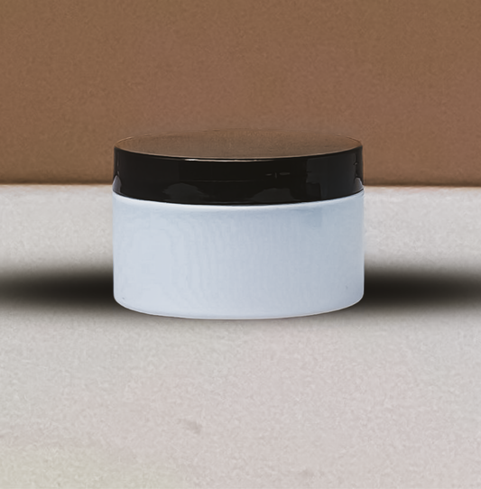 250g Wide Plastic Jar With Black Lid