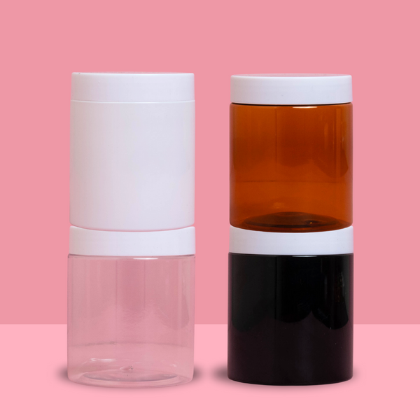 250g Tall Plastic Jar With White Lid
