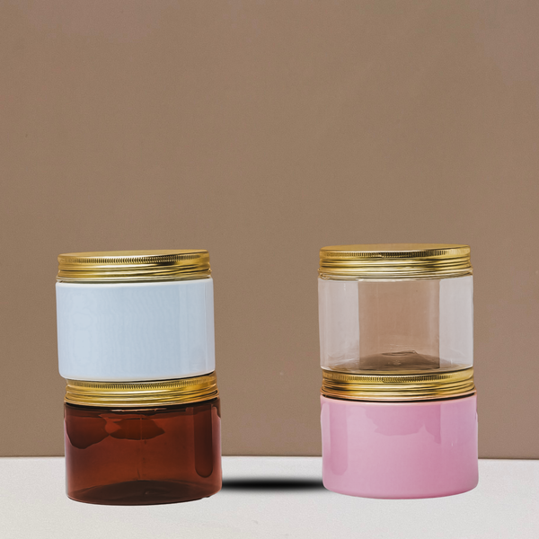 300g Plastic Jar With Gold Aluminium Lid
