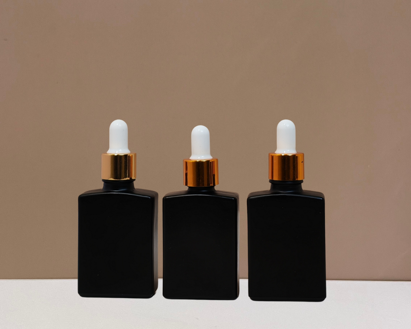 30ml Rectangle Glass Bottle with Gold White Dropper
