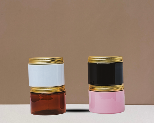 300g Plastic Jar With Gold Aluminium Lid