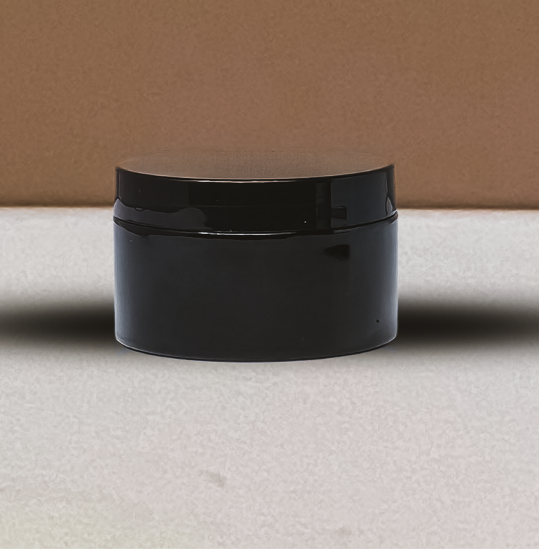 250g Wide Plastic Jar With Black Lid