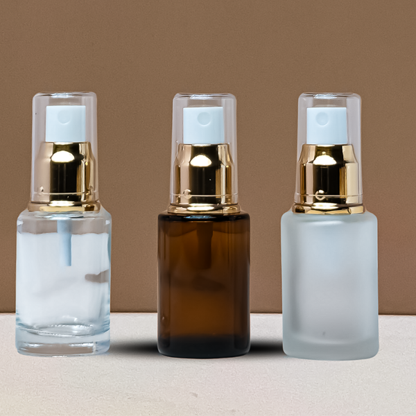 30Ml Glass Bottle With Gold Mist Sprayer (Flat)