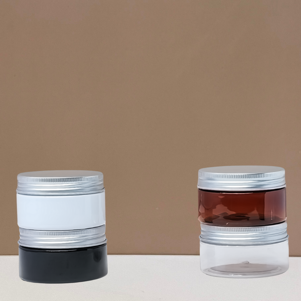 100g Plastic Jar With Silver Aluminium Lid