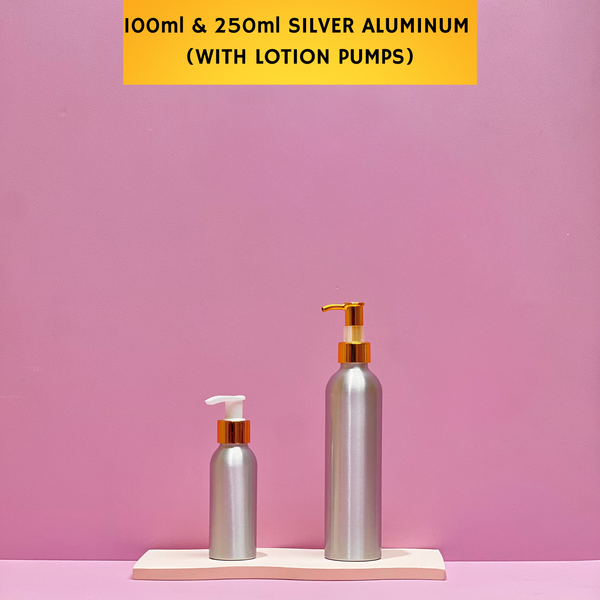 250ml Silver Aluminium - With Lotion Pump