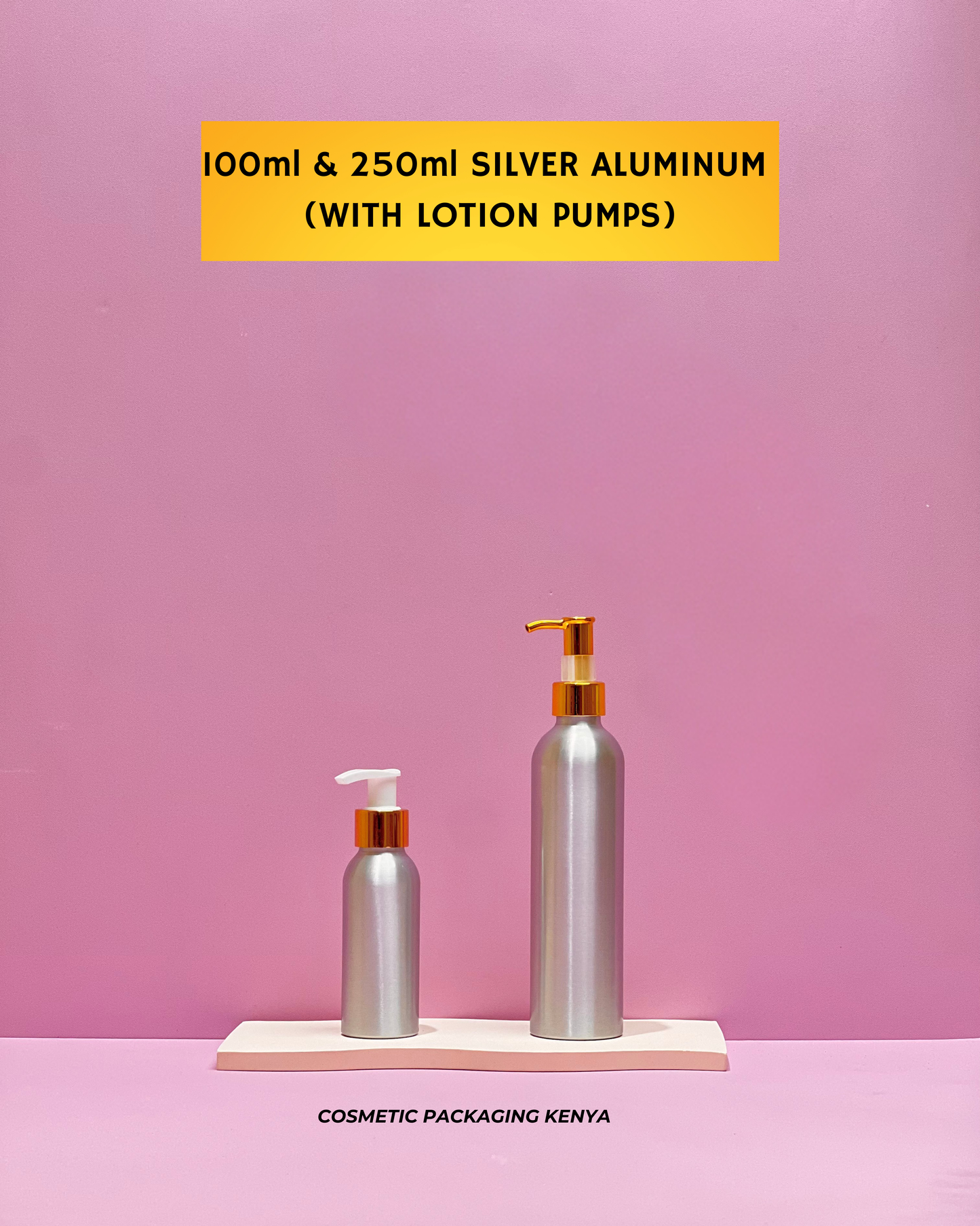 250ml Silver Aluminium - With Lotion Pump
