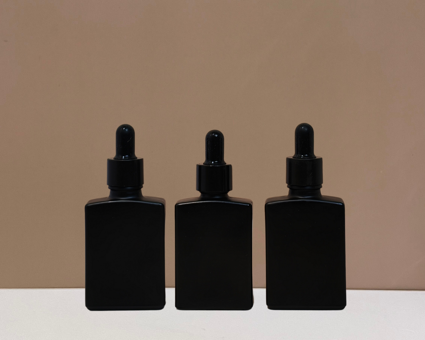 30ml Rectangle Glass Bottle with Black Smooth Dropper