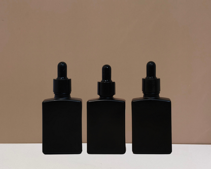 30ml Rectangle Glass Bottle with Black Smooth Dropper