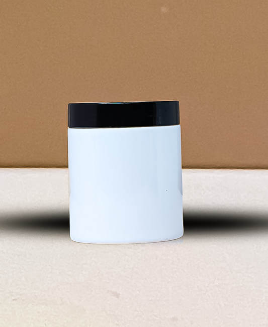250g Tall Plastic Jar With Black Lid