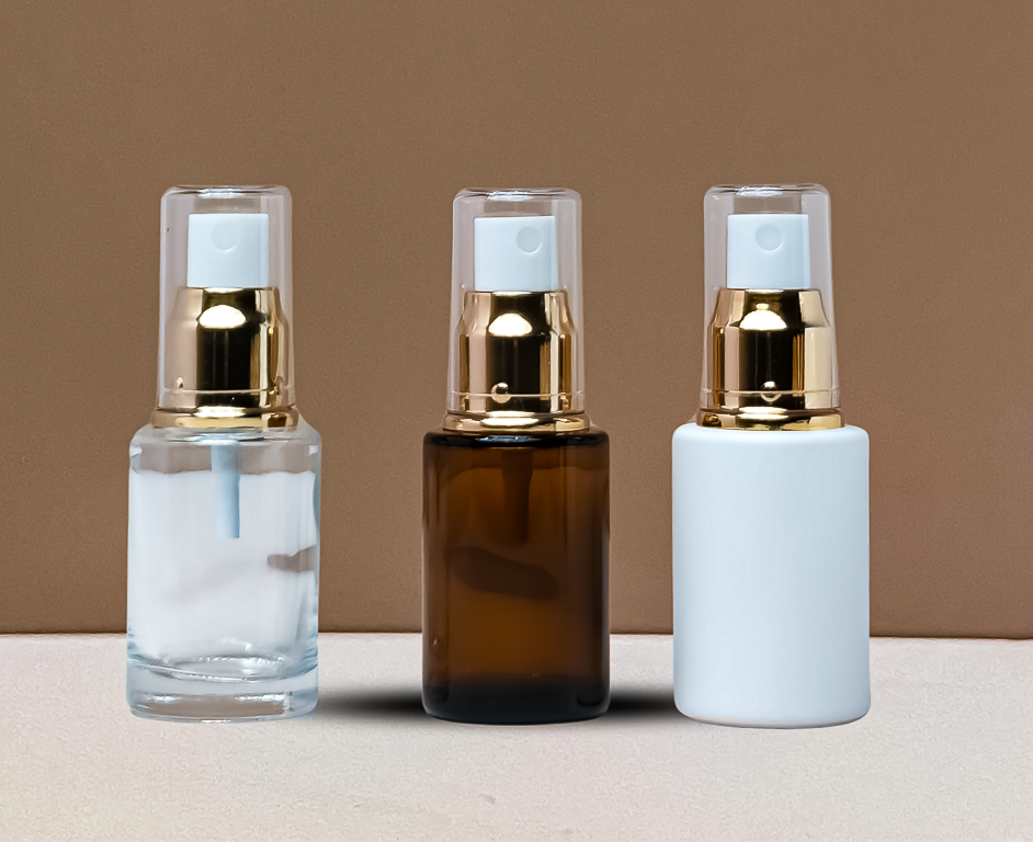 30Ml Glass Bottle With Gold Mist Sprayer (Flat)