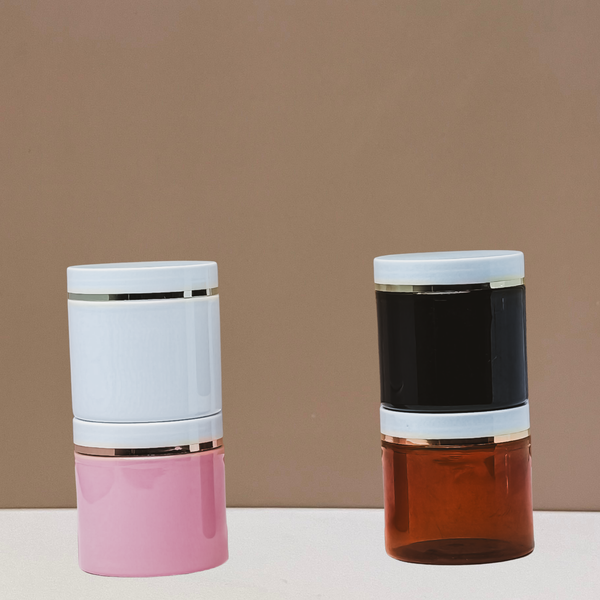 200g Plastic Jar White Lid With Gold Strip
