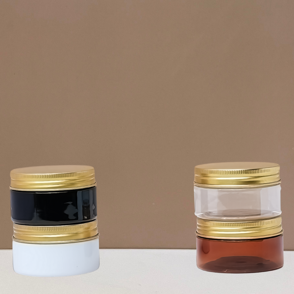 100g Plastic Jar With Gold Aluminium Lid