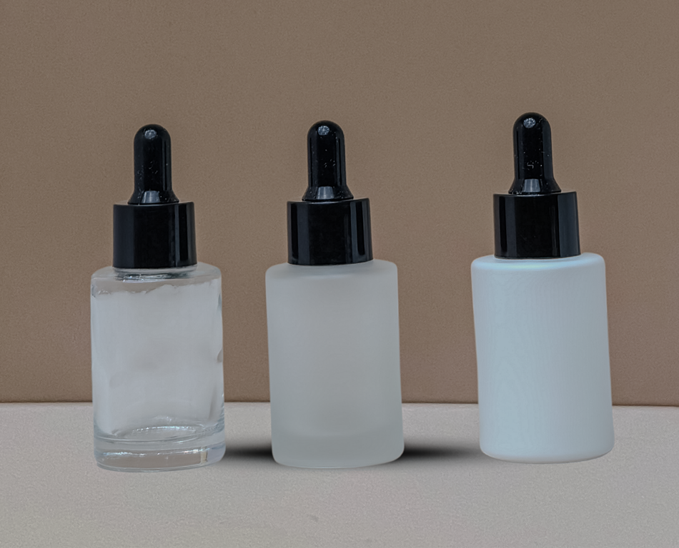 30Ml Glass Bottle With Black Smooth Dropper (Flat)