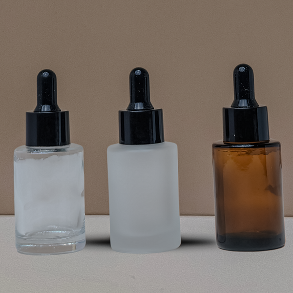 30Ml Glass Bottle With Black Smooth Dropper (Flat)