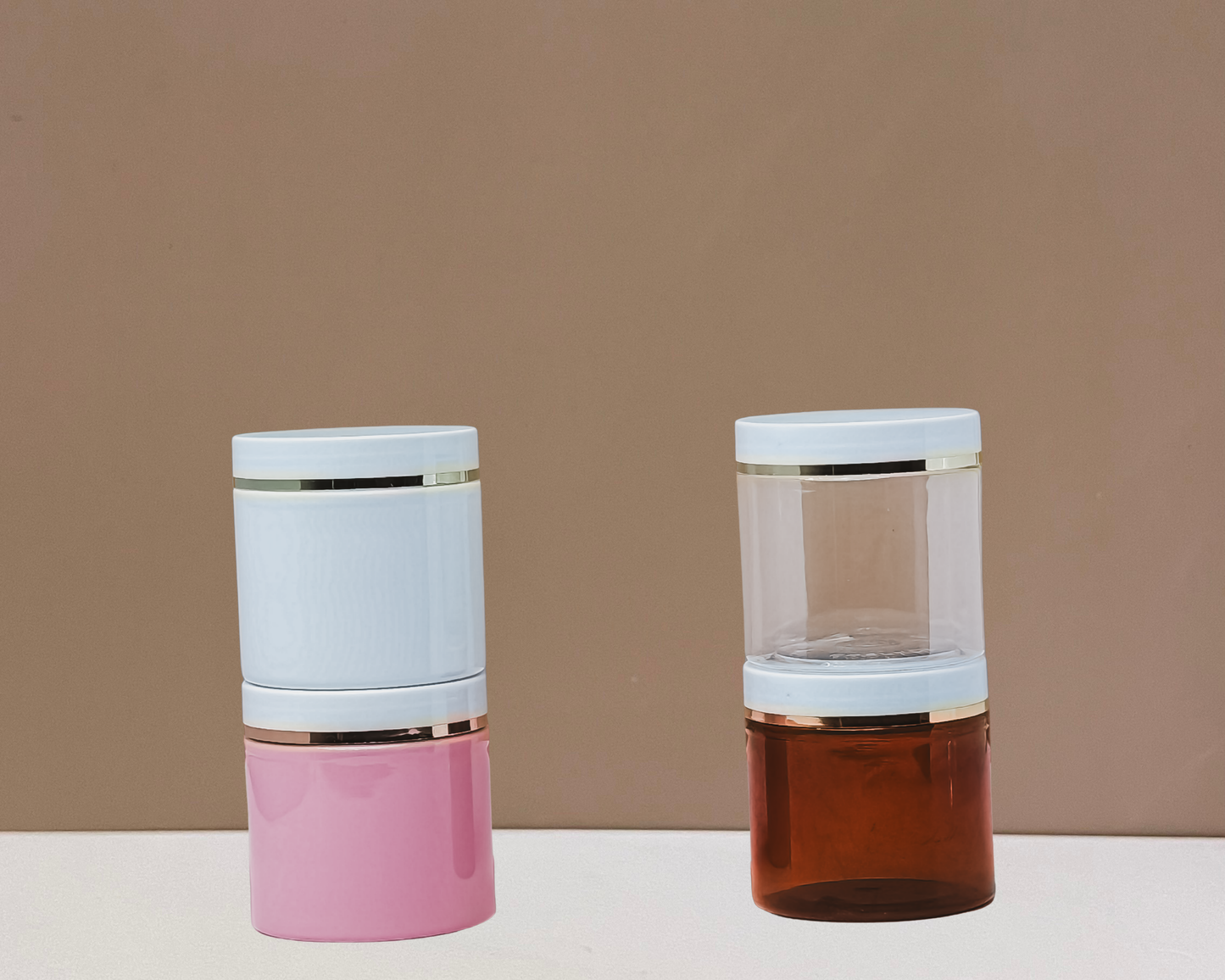 200g Plastic Jar White Lid With Gold Strip
